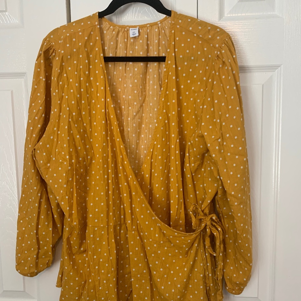 Old Navy Yellow Wrap Blouse Long Sleeve